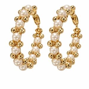 House of Harlow 1960 Pearl and Gold Hoops